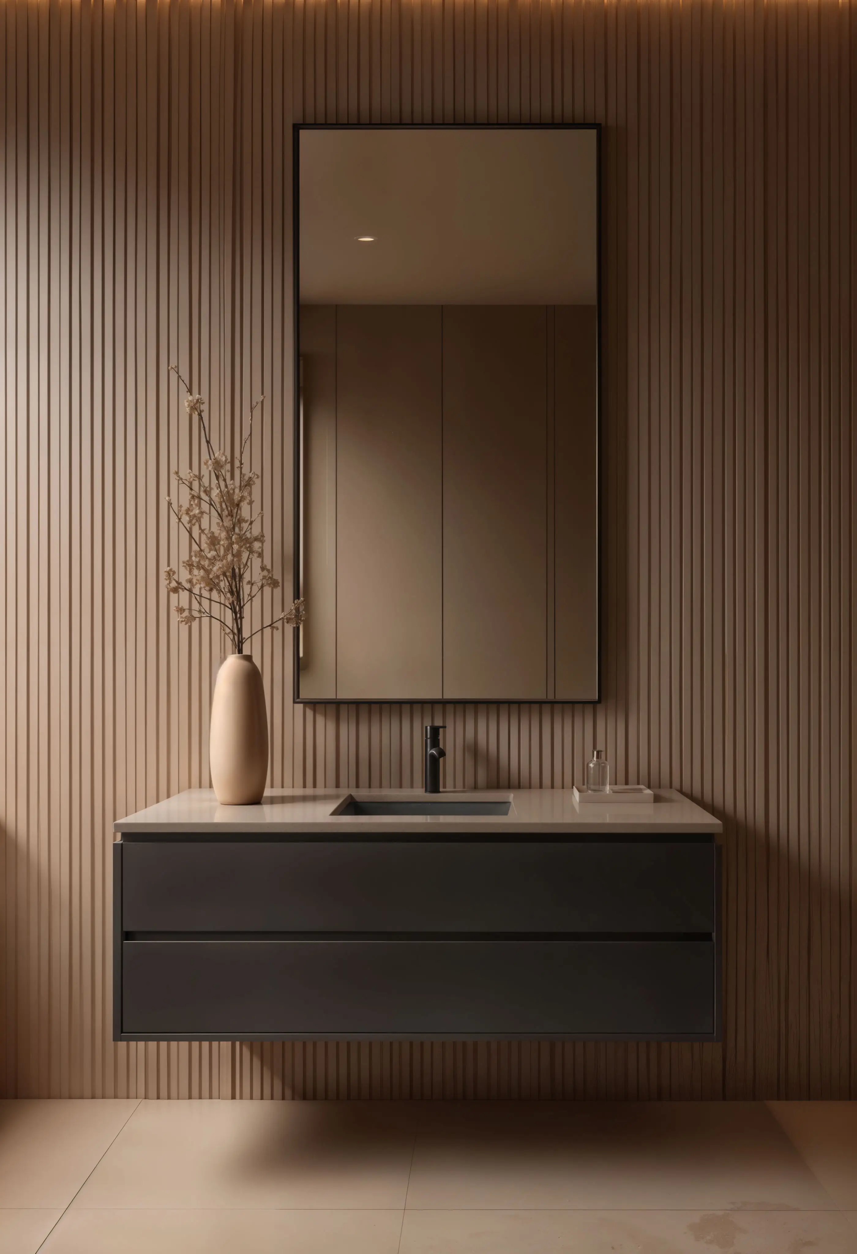 Bespoke wood wall installation for boutique hotel lobby in San José del Cabo