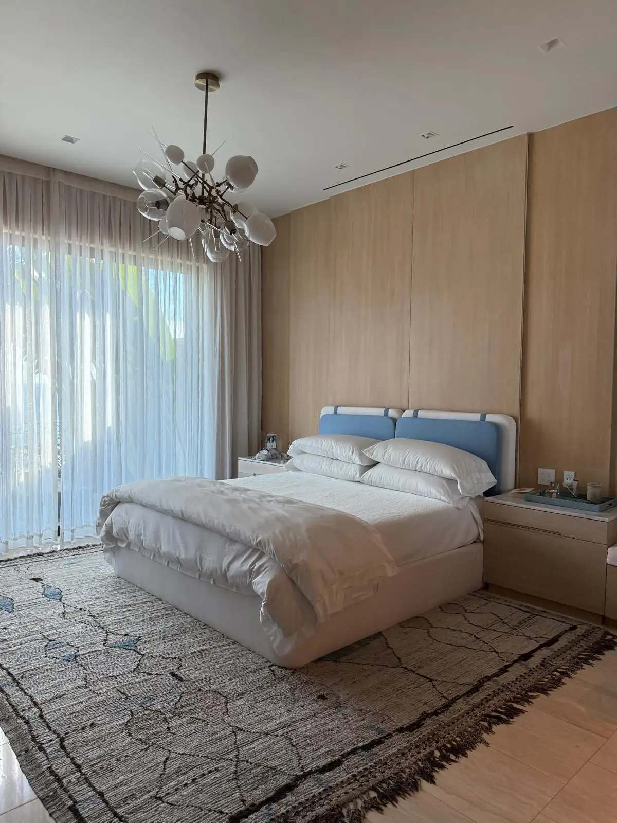 Custom entertainment center with integrated lighting in luxury Cabo villa