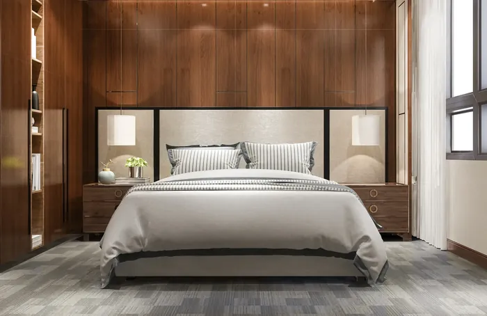 Architectural wood door with geometric patterns for high-end Cabo San Lucas home