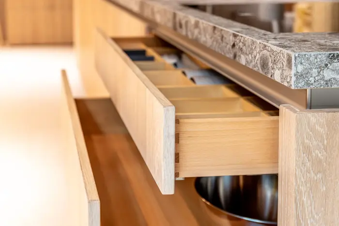 Wood kitchen cabinetry in a Cabo San Lucas home