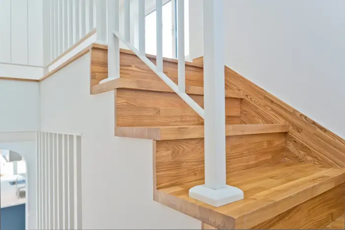 Custom wood staircase in a Cabo San Lucas home