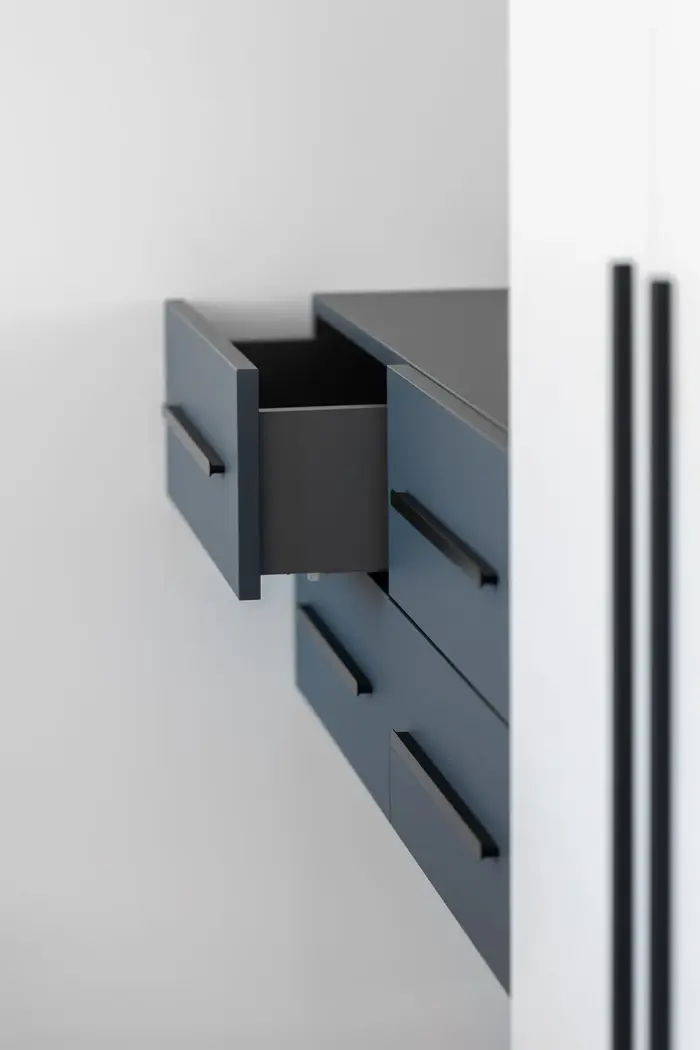 Floating bathroom vanity with open drawer in Cabo