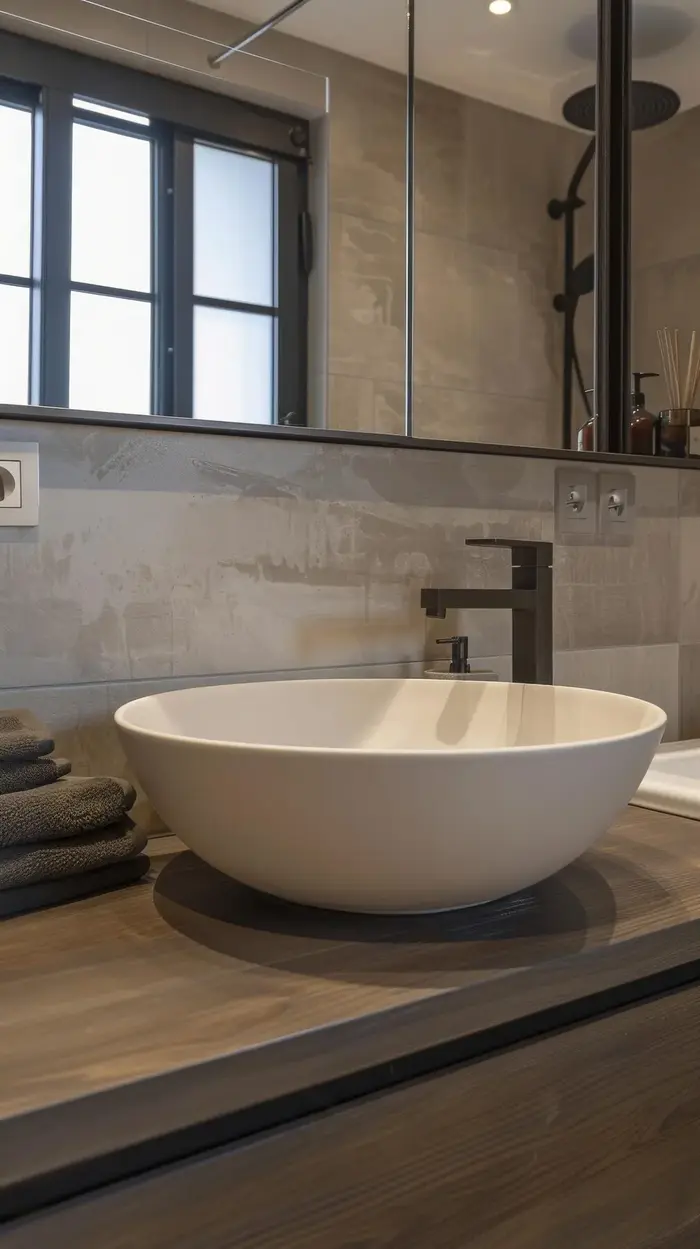 Dark wood bathroom vanity built in San Jose del Cabo