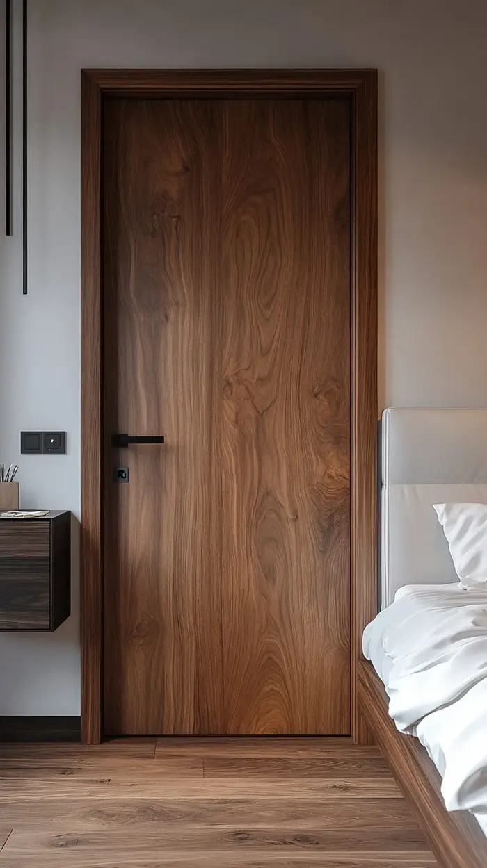 Puerta interior de madera para recamara en villa de Cabo